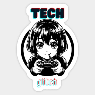 tech glitch anime girl Sticker